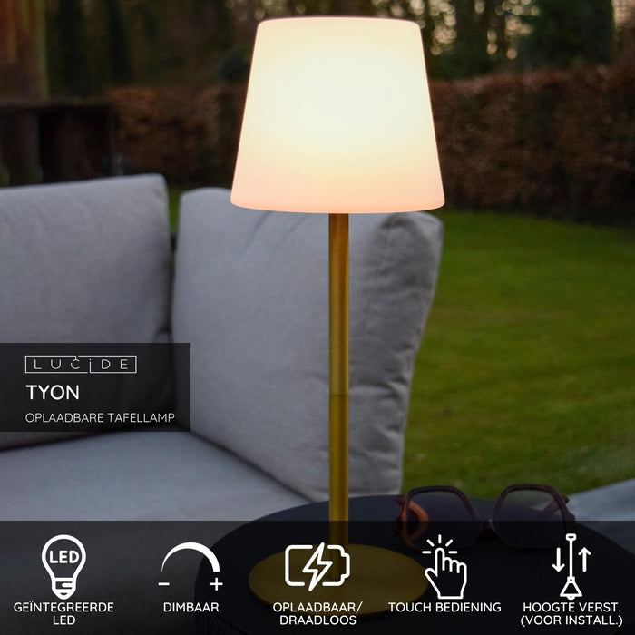 Lucide TYON Tafellamp - Mat Goud | Messing