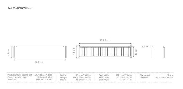 Houe Avanti eetbank 199,5 Thermo Ash|Olive Green