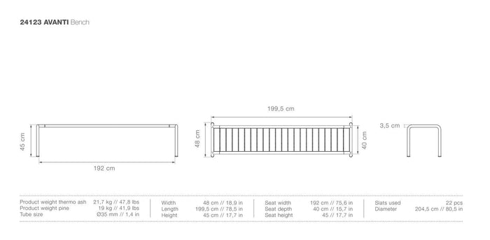 Houe Avanti eetbank 199,5 Thermo Ash|Olive Green