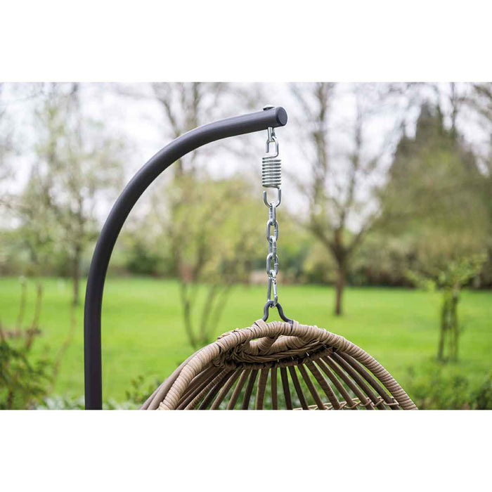 Panama hangstoel - eivorm - carbon black - natural rotan - mystic grey