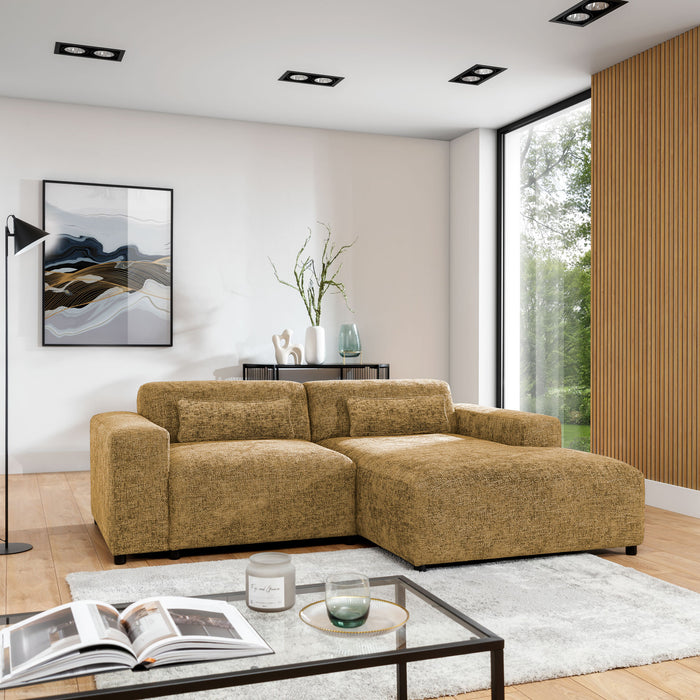 by fonQ Velura Hoekbank Rechts - Chenille - Oker