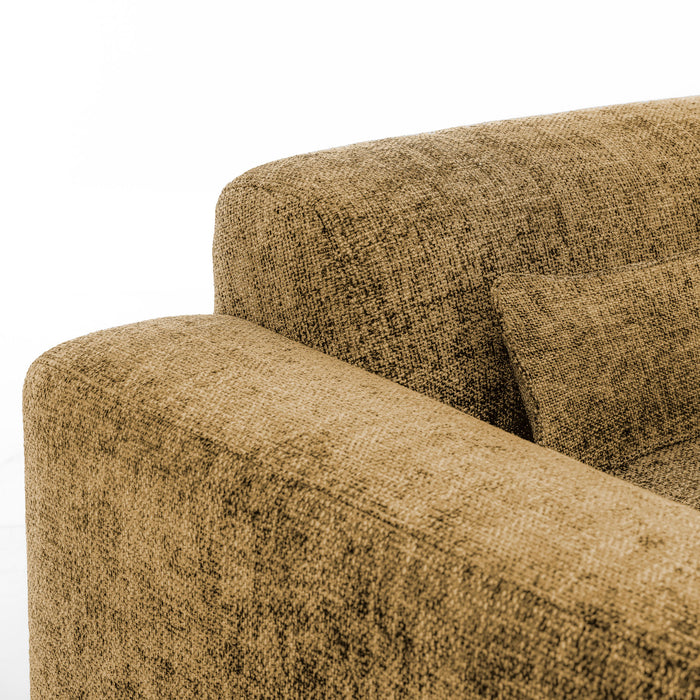 by fonQ Velura Hoekbank Links met Hocker - Chenille - Oker