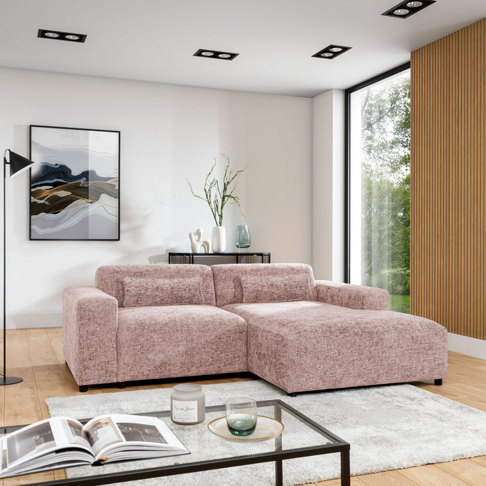 by fonQ Velura Hoekbank Rechts - Chenille - Oudroze