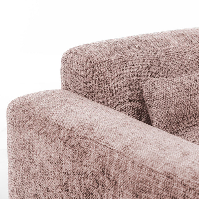 by fonQ Velura Hoekbank Links met Hocker - Chenille - Oudroze