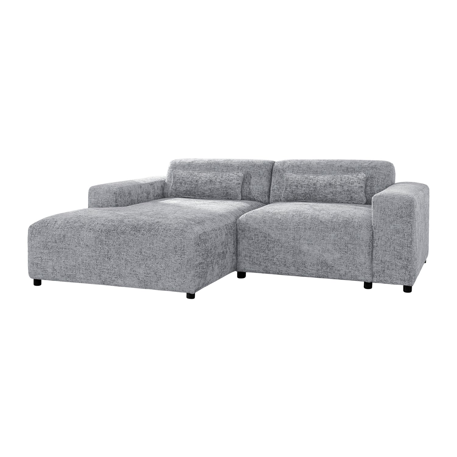by fonQ Velura Hoekbank Links - Chenille - Grijs