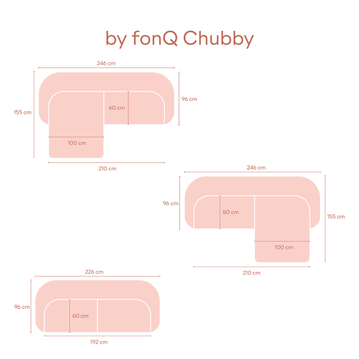 by fonQ Chubby Hoekbank met Chaise Longue Rechts - Naturel Melange
