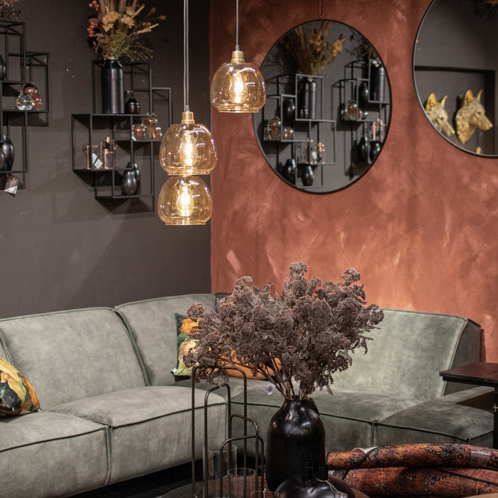 Sfeervolle Hanglamp 3 Bollen - Glas - Goud - 30 x 30 x 4 cm