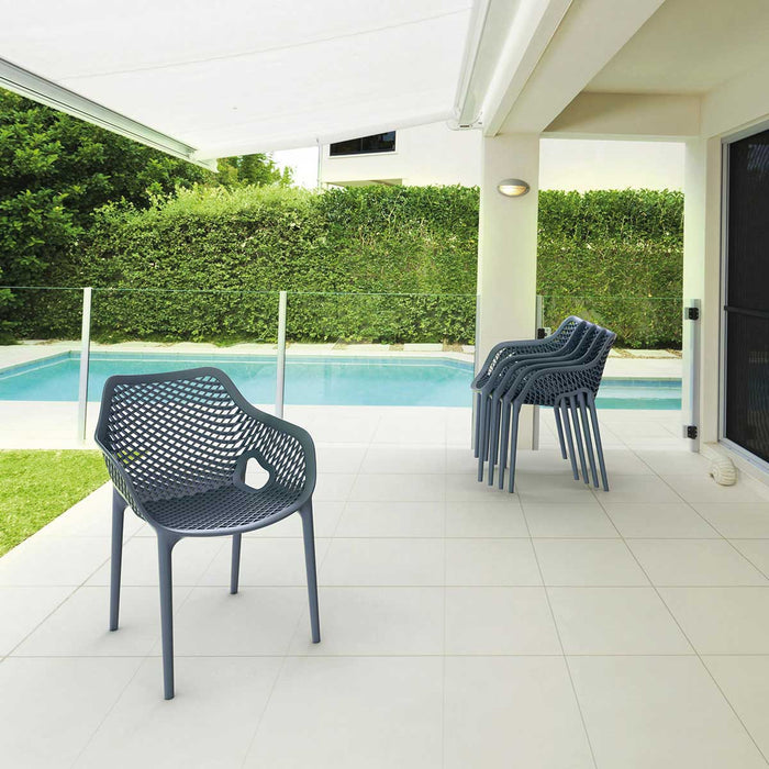 Garden Impressions Air XL kunststof tuinstoel d. grijs - 4 stuks