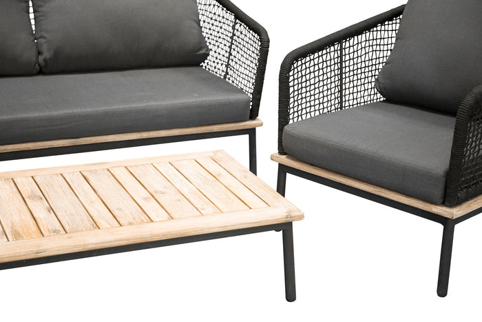 Fjôrd - Tuinset Zwart - Aluminium|Acaciahout - Andorra