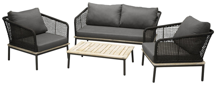 Fjôrd - Tuinset Zwart - Aluminium|Acaciahout - Andorra