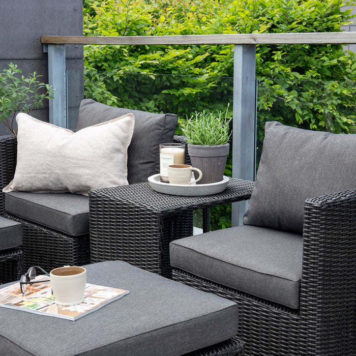 Fjôrd - Loungeset Zwart - Wicker - Quad