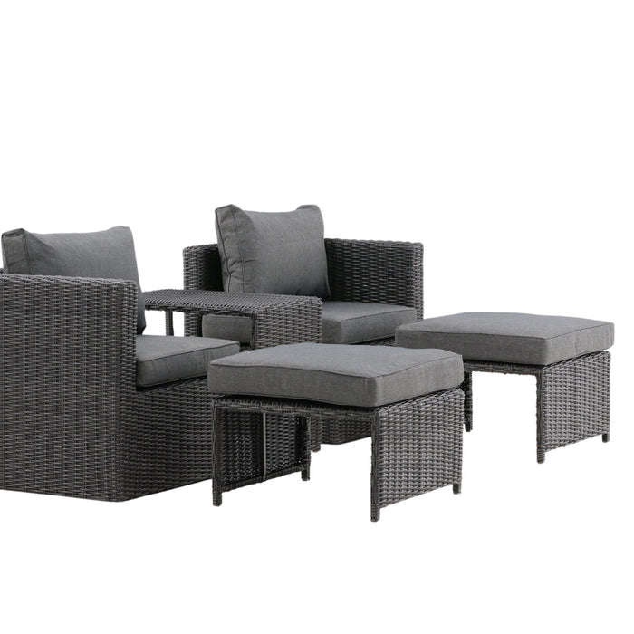 Fjôrd - Loungeset Zwart - Wicker - Quad