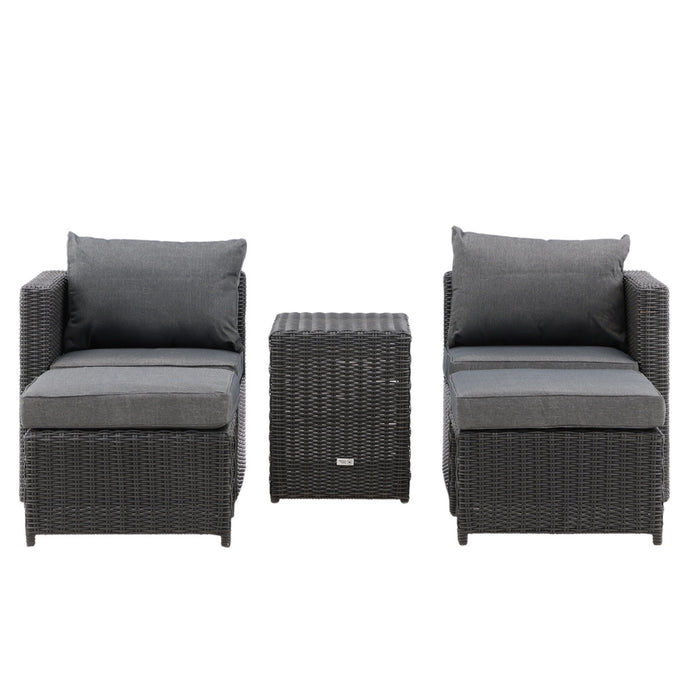 Fjôrd - Loungeset Zwart - Wicker - Quad