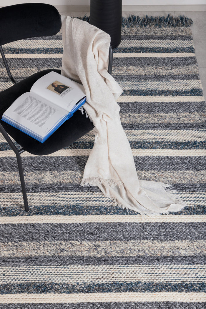 Fjôrd - Vloerkleed Blauw|Grijs - 200x300cm - Agra