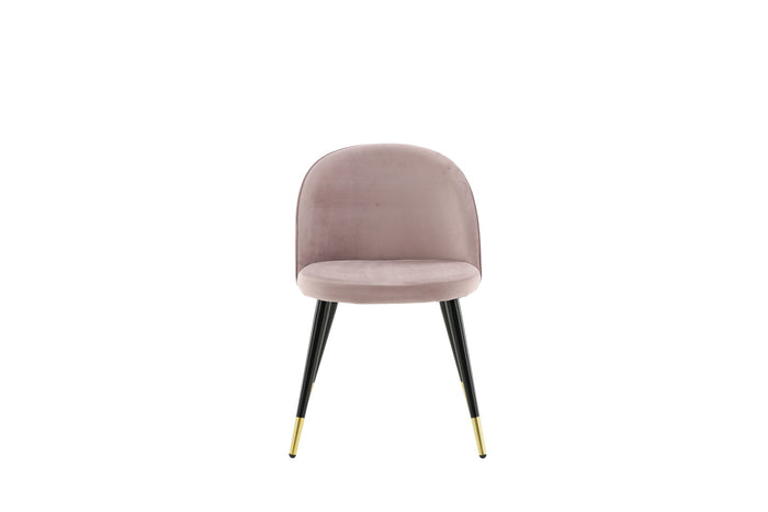 Fjôrd - Eetkamerstoel Dusty Roze Met Goud|Zwart - Velvet - Set van 2