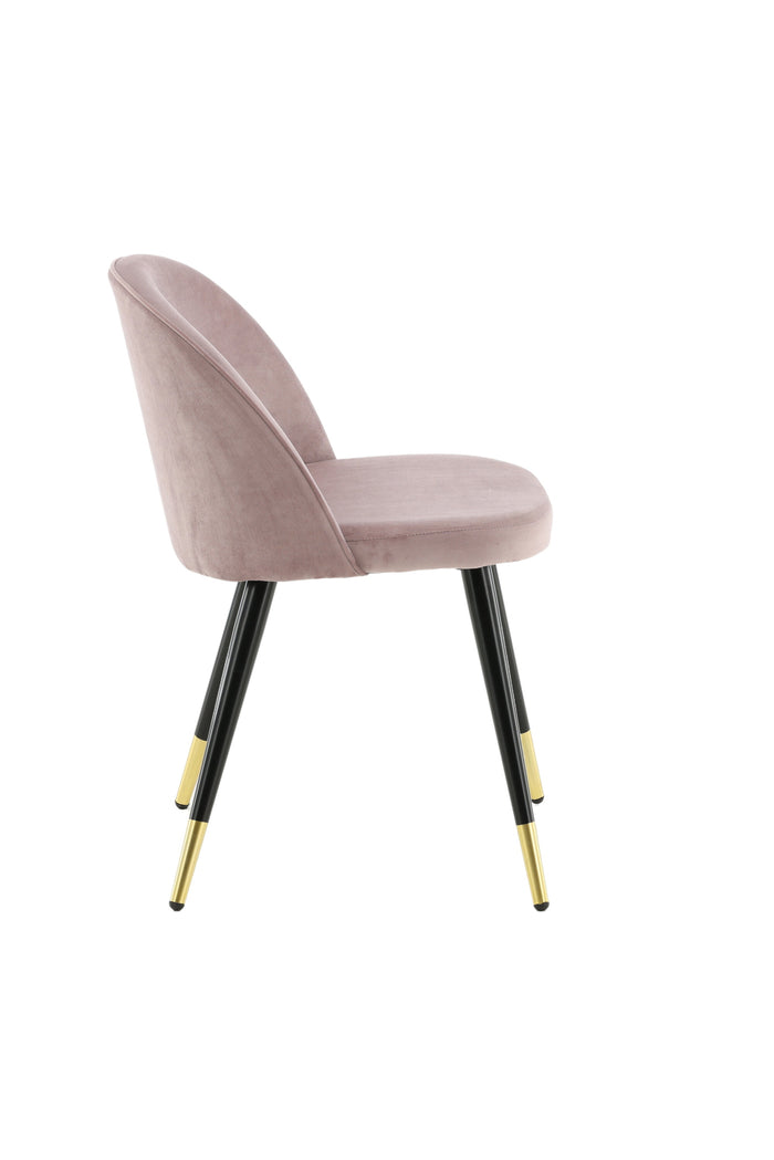 Fjôrd - Eetkamerstoel Dusty Roze Met Goud|Zwart - Velvet - Set van 2