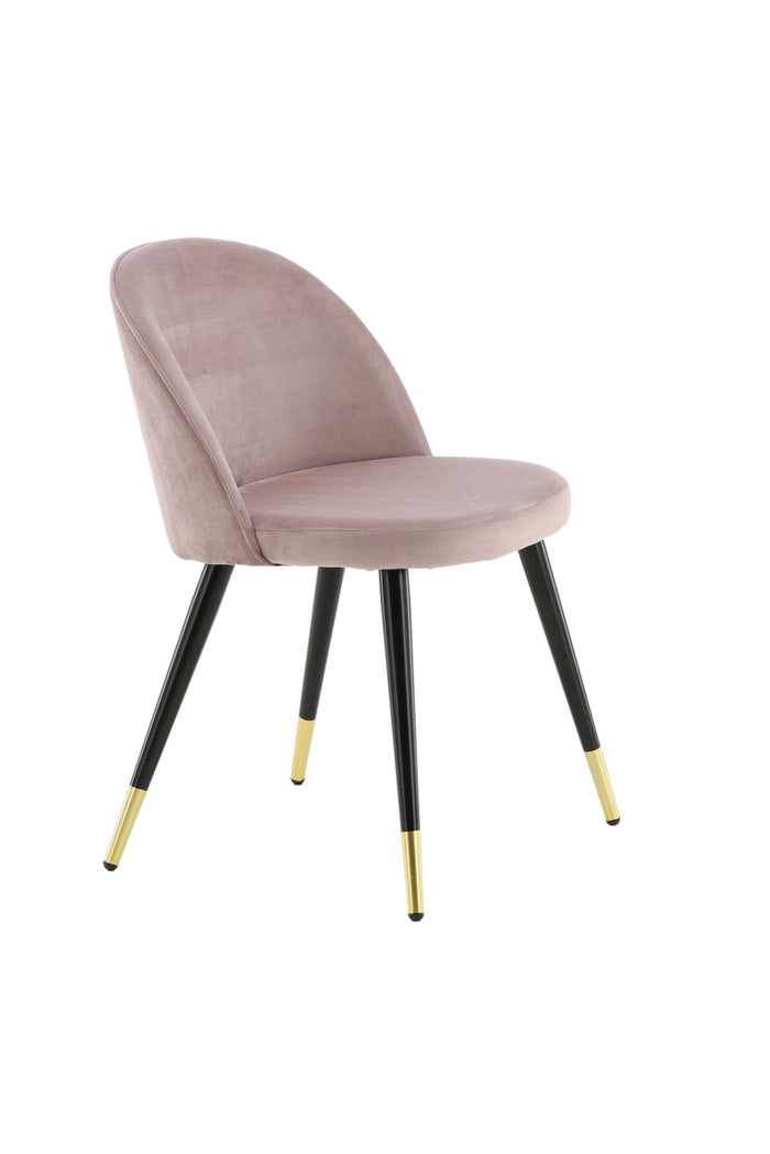 Fjôrd - Eetkamerstoel Dusty Roze Met Goud|Zwart - Velvet - Set van 2