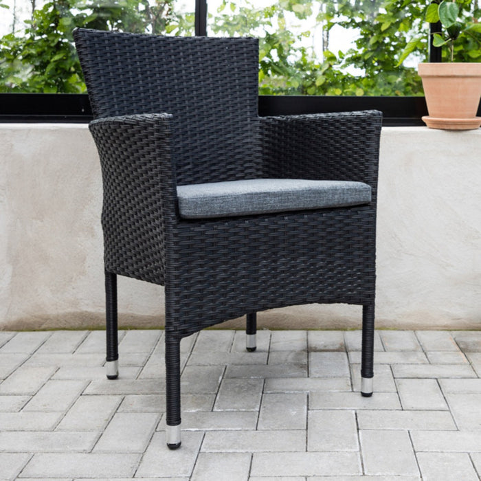 Fjôrd - Tuinstoel Zwart - Wicker - Malina - Set van 2