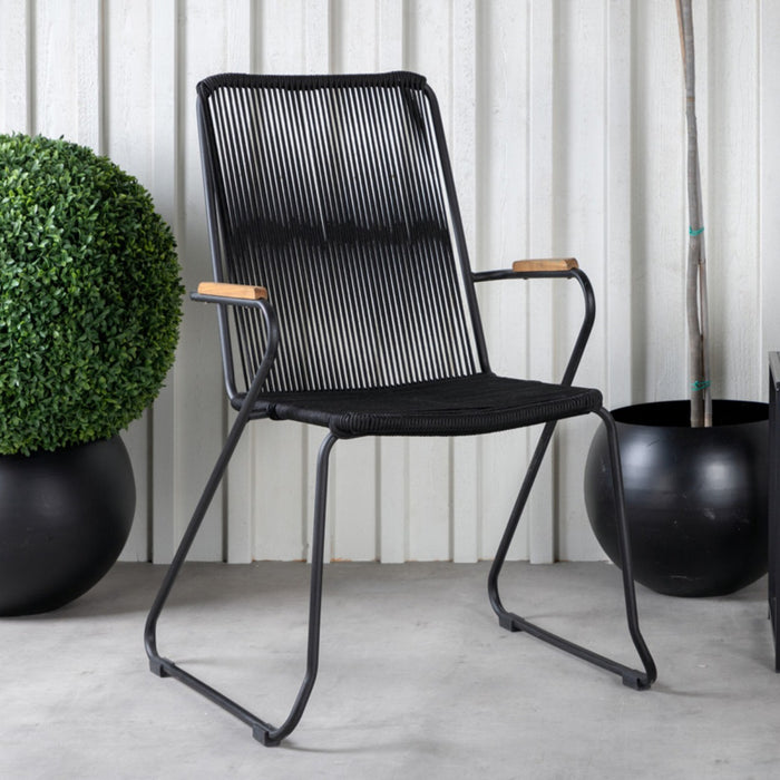 Fjôrd - Tuinstoel Zwart - Staal - Bois - Set van 2