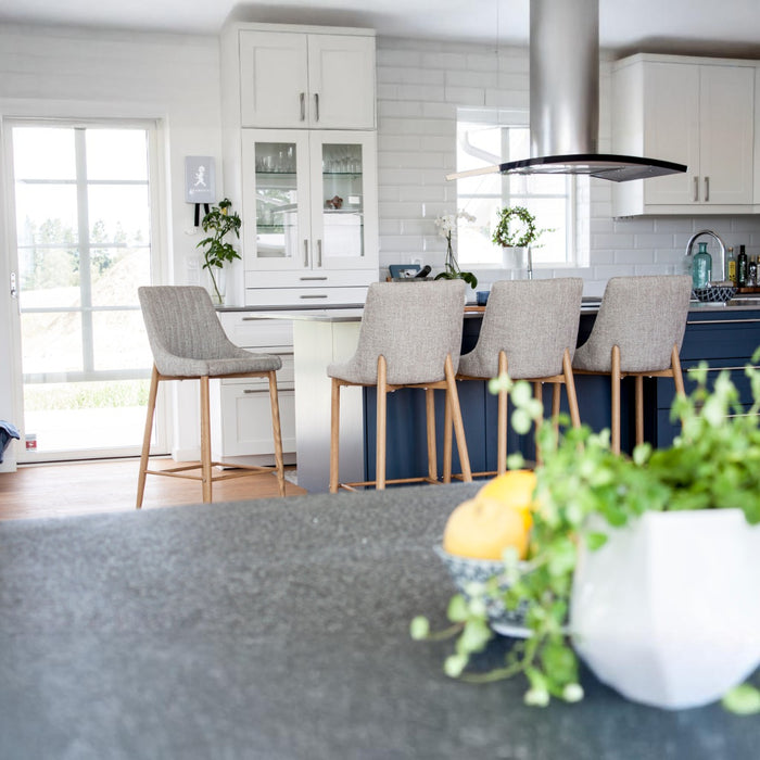 Fjôrd - Barkruk Lichtgrijs|Naturel - Linnen - Plaza - Set van 2