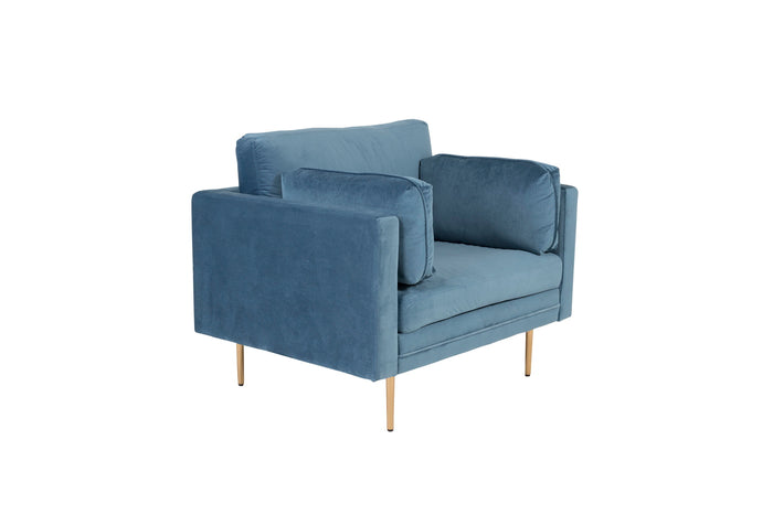 Fjôrd - Fauteuil Blauw|Goud - Velvet - Boom