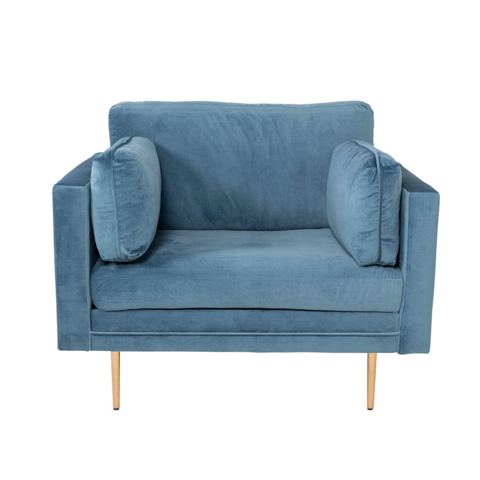 Fjôrd - Fauteuil Blauw|Goud - Velvet - Boom