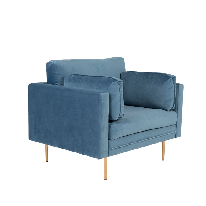 Fjôrd - Fauteuil Blauw|Goud - Velvet - Boom