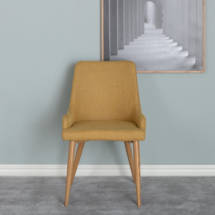 Fjôrd - Eetkamerstoel Mosterd|Eikenlook - Plaza - Set van 2