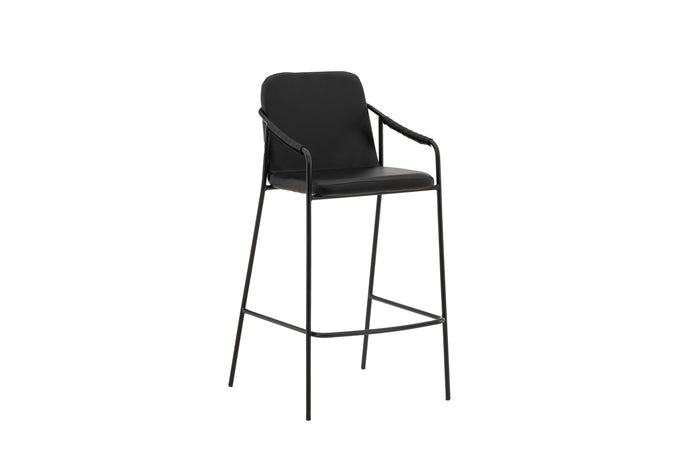 Fjôrd - Barkruk Zwart - PU Leer - Tvist - Set van 2