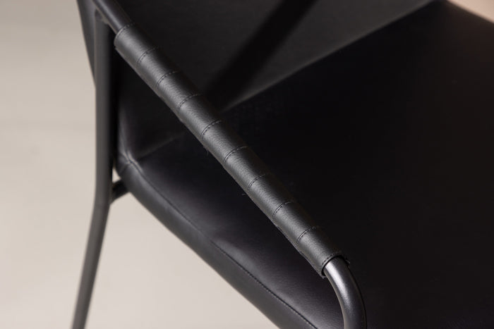 Fjôrd - Barkruk Zwart - PU Leer - Tvist - Set van 2