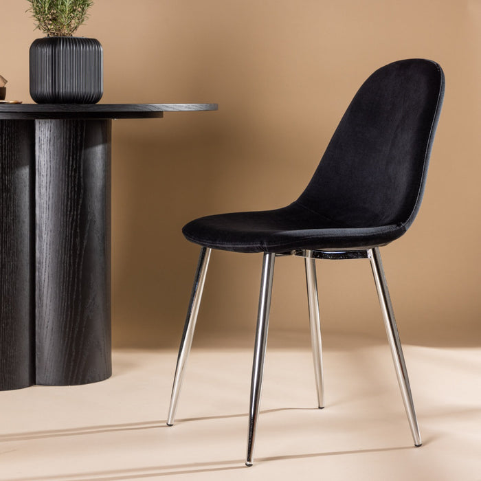 Fjôrd - Eetkamerstoel Chrome|Zwart - Velvet - Polar - Set van 2
