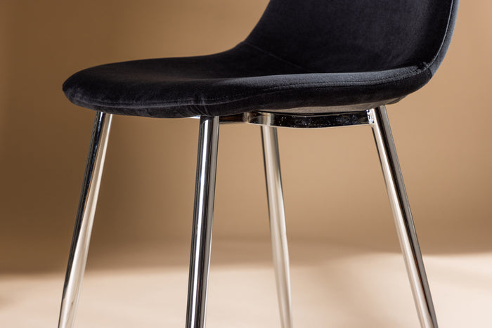 Fjôrd - Eetkamerstoel Chrome|Zwart - Velvet - Polar - Set van 2