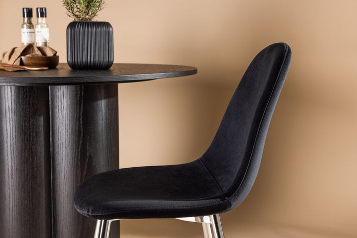 Fjôrd - Eetkamerstoel Chrome|Zwart - Velvet - Polar - Set van 2