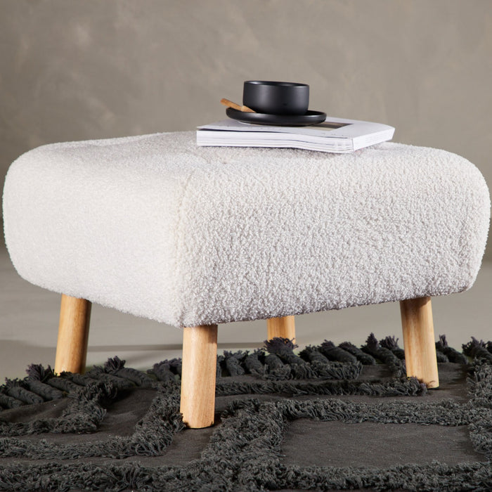 Fjôrd - Poef Wit - Bouclé - Salina