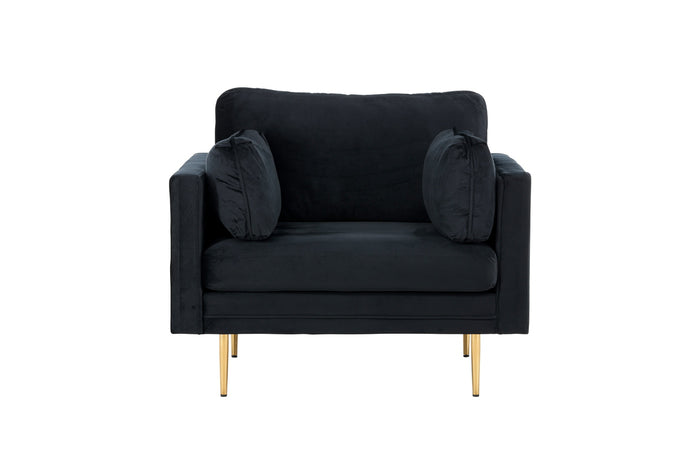 Fjôrd - Fauteuil Zwart|Goud - Velvet - Boom