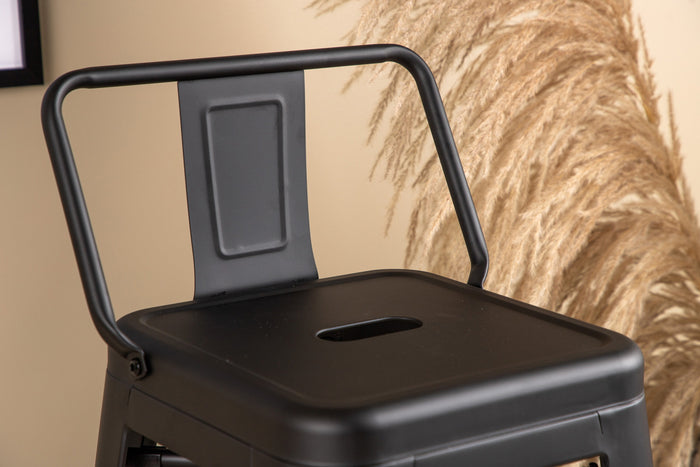 Fjôrd - Barkruk Zwart Met Rugleuning - Metaal - Tempe - Set van 4