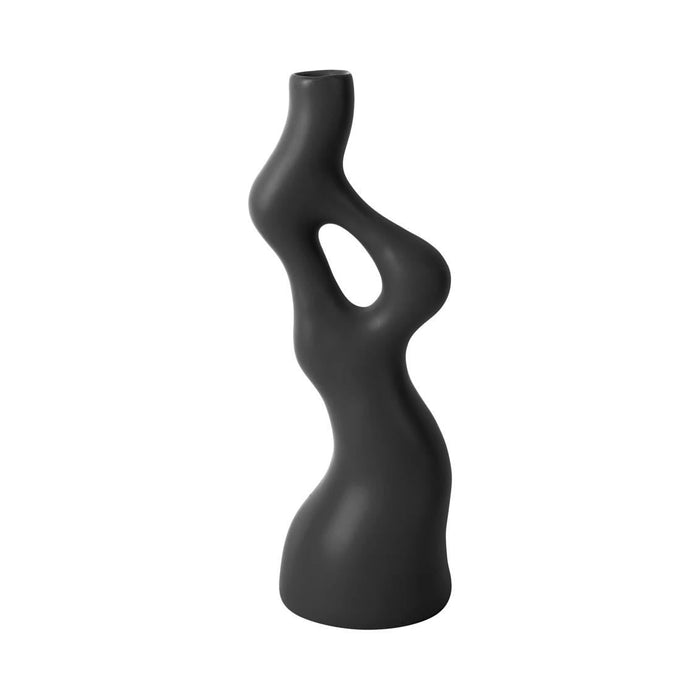 present time - Vase Organic Swirls polyresin black
