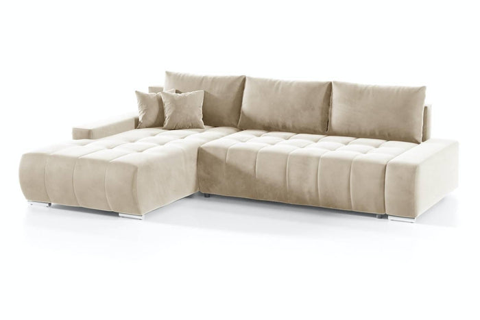 NADUVI Collection Hoekbank Olivia links velvet met slaapfunctie