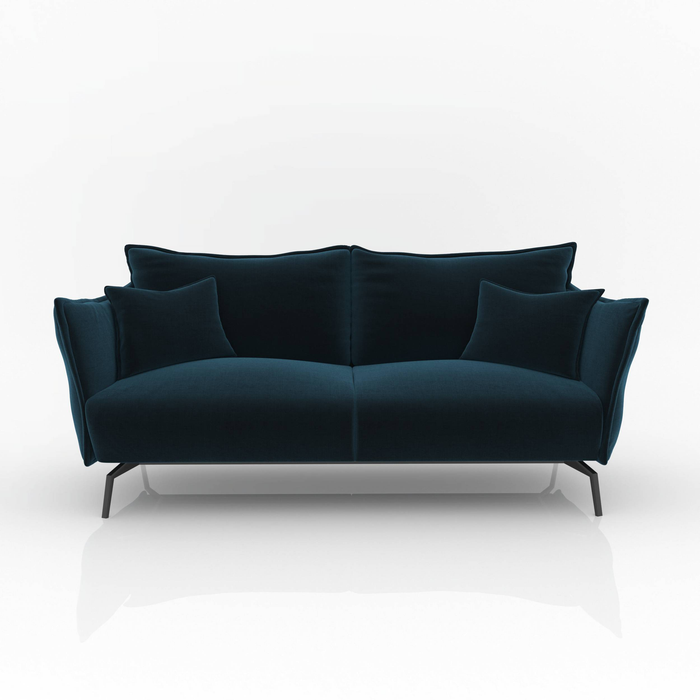 Pauwblauw fluwelen 3-zitsbank