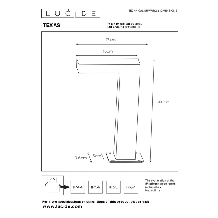 Lucide TEXAS Sokkellamp - Antraciet