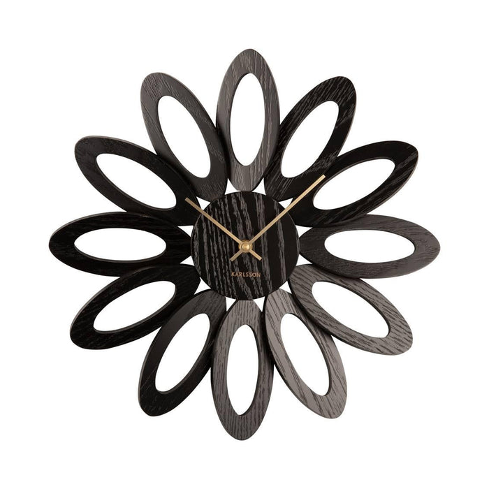 Karlsson - Wall clock Fiore wood veneer black