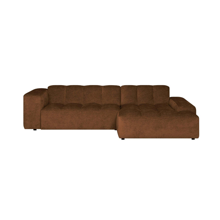 by fonQ Plume 3-zits Hoekbank met Chaise Longue Rechts - Chenille - Cognac