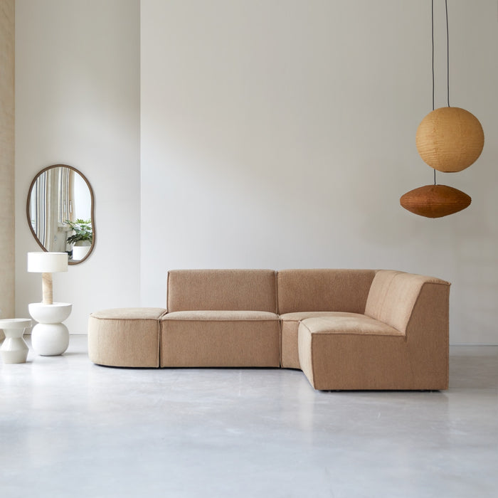 Tikamoon - Modulaire 4|5-zits hoekbank Dario in camelkleurige stof