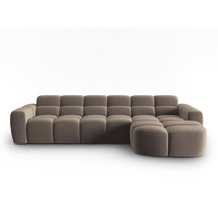 Micadoni Lisa Hoekbank met Chaise Longue Rechts - Velvet - Lichtbruin