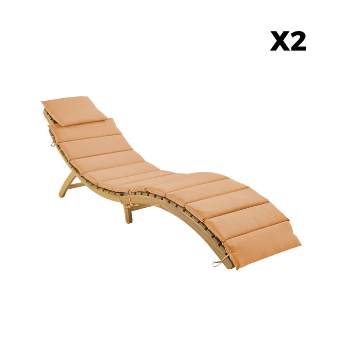 sweeek - Set van 2 acaciahouten ligstoelen