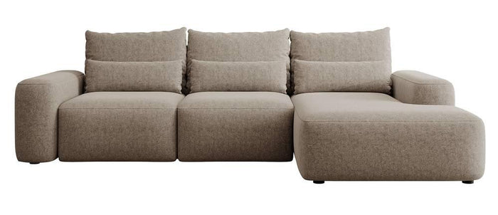 NADUVI Collection Hoekbank met slaapfunctie Calvados rechts chenille