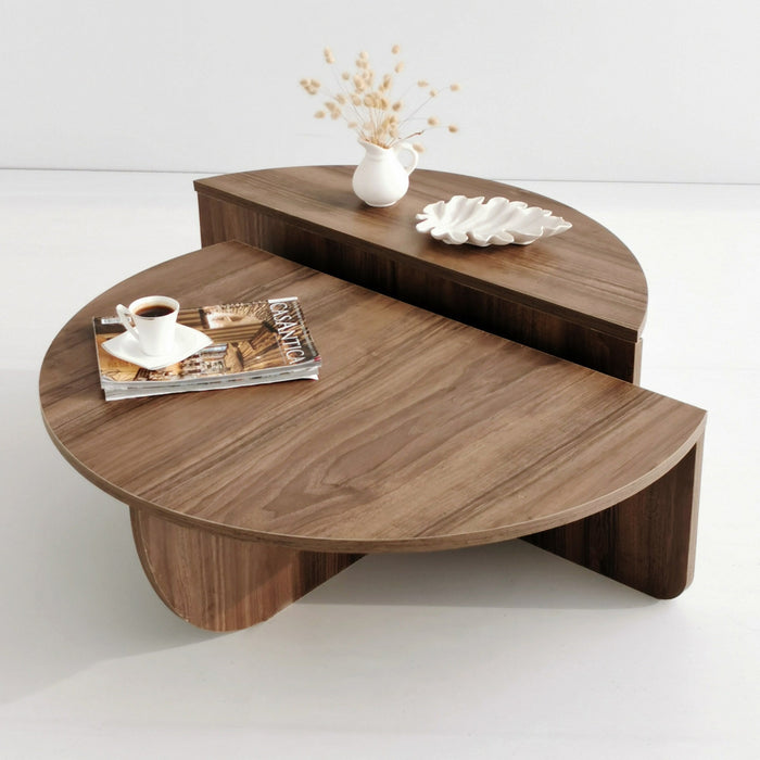 Giga Meubel - Salontafel Walnoot Hout - 90x90x35cm - Podium