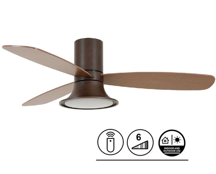 Lucci Air Plafondventilator Airfusion Flusso Bruin 18W Led Ø 132cm