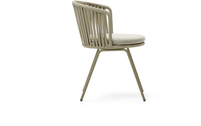 Kave Home - Saconca buitenstoel van touw en staal met groen gelakte