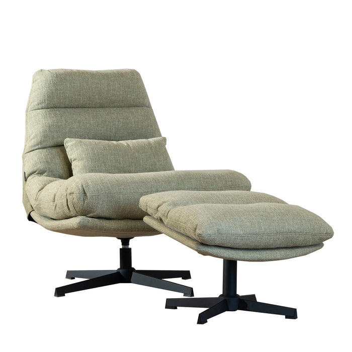 Bronx71 Draaifauteuil met hocker Cristo linnen olijfgroen
